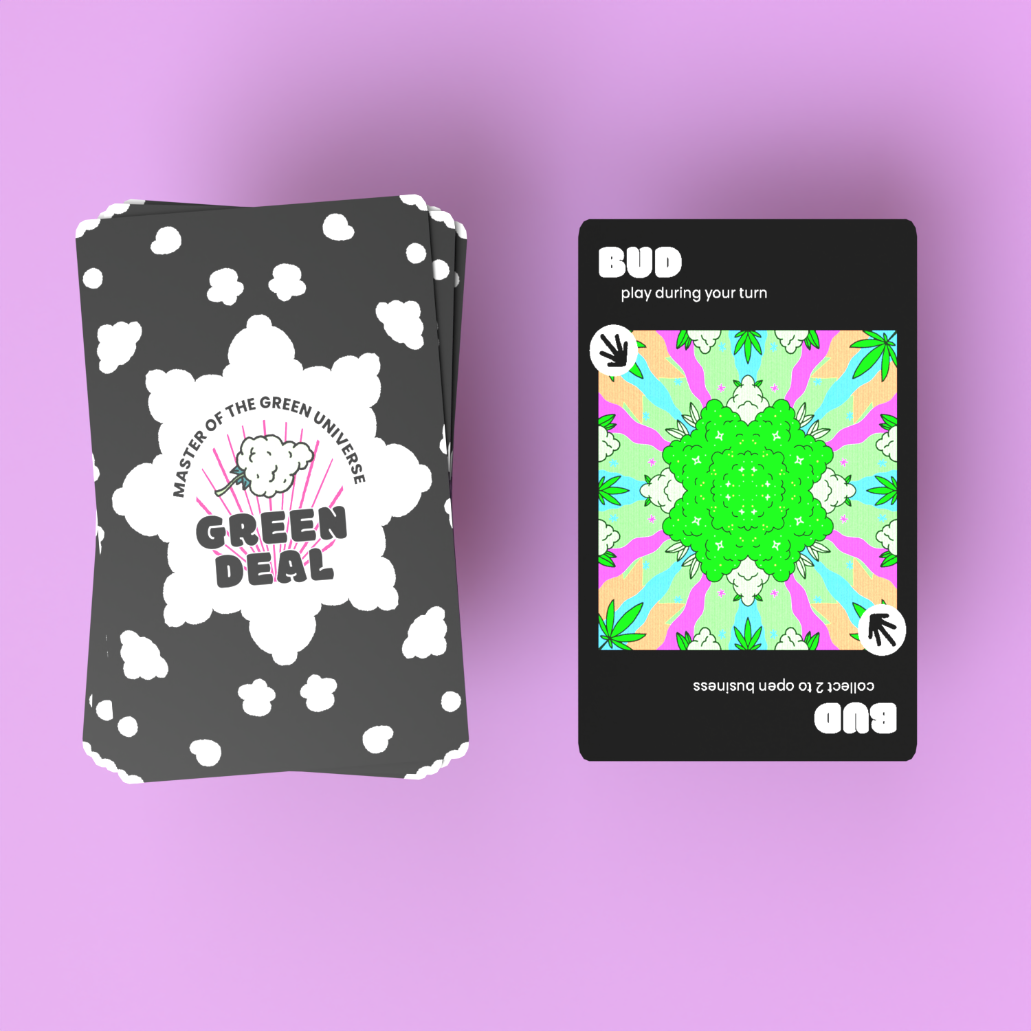 GREEN DEAL Kartenspiel Cannabis Card Game Spielszene Zug beenden