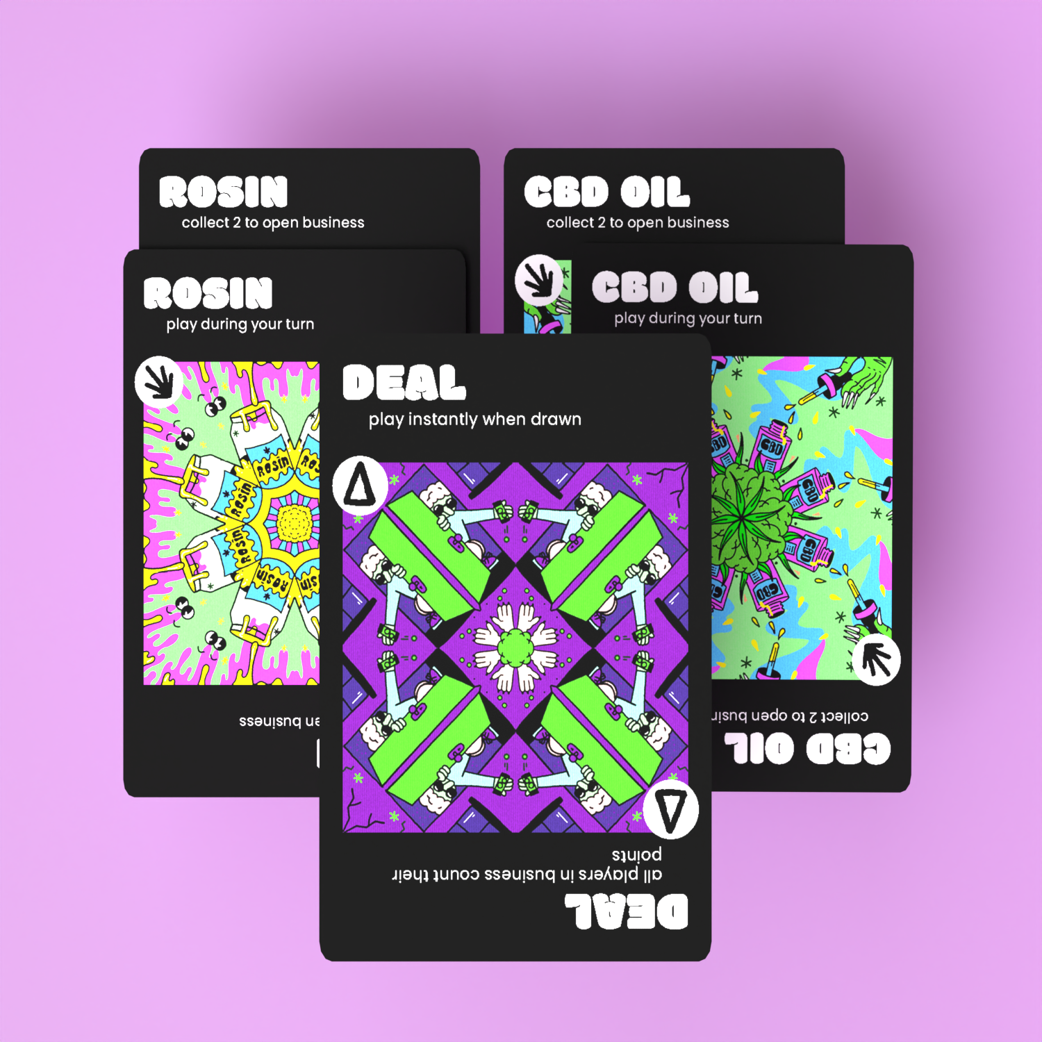 GREEN DEAL Kartenspiel Cannabis Card Game Spielszene Deal